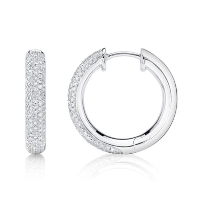 0.40CT 14K W/G DIAMOND PAVE HOOP EARRING