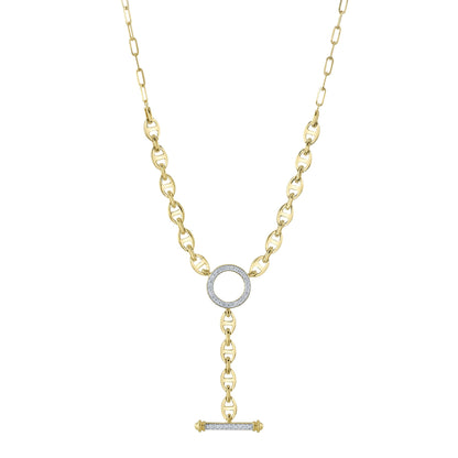0.24CT 14K Y/G DIAMOND CIRCLE LINK LARIAT NECKLACE