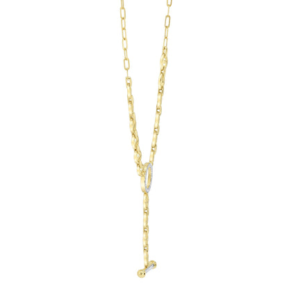 0.24CT 14K Y/G DIAMOND CIRCLE LINK LARIAT NECKLACE