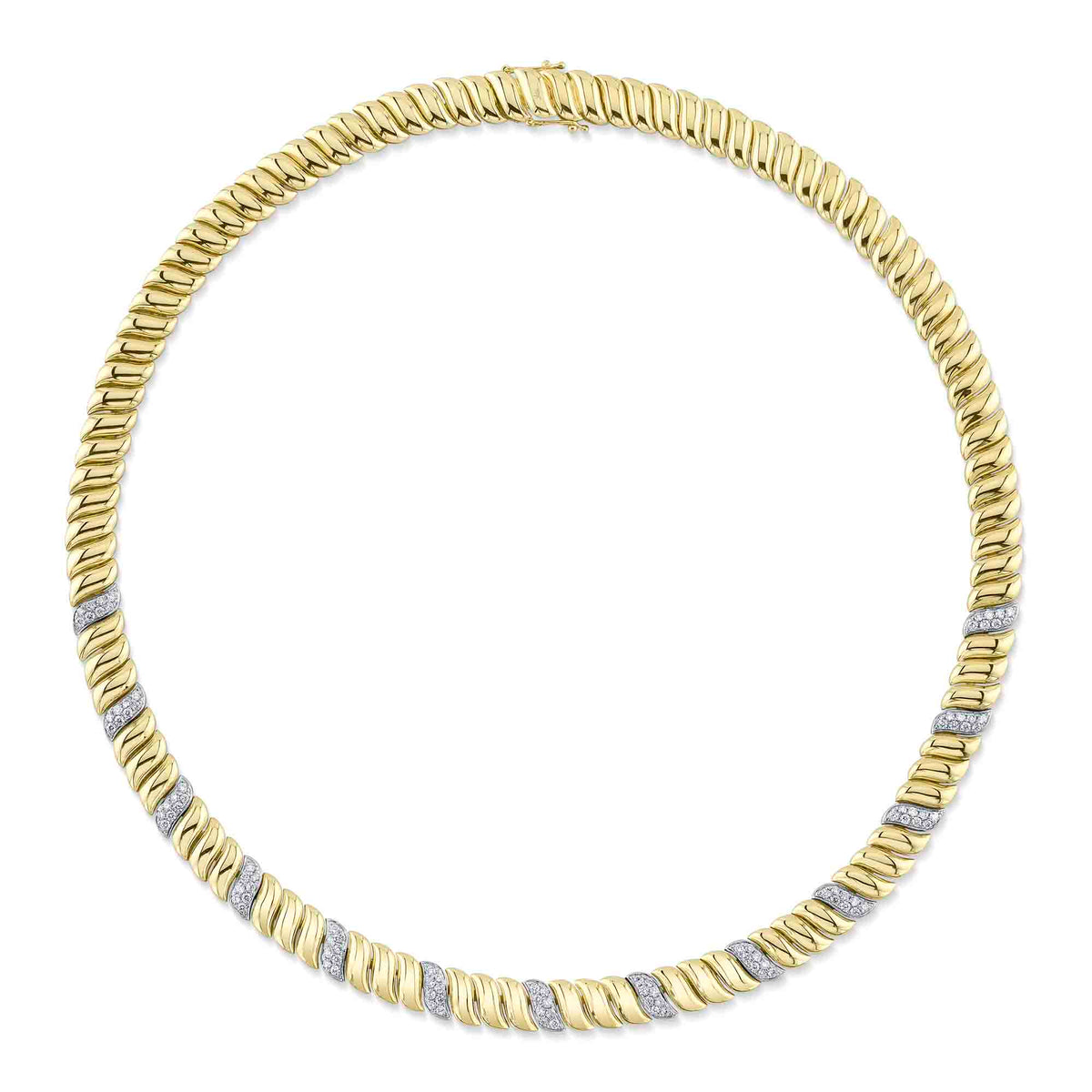 1.77CT 14K Y/G DIAMOND RIBBED NECKLACE