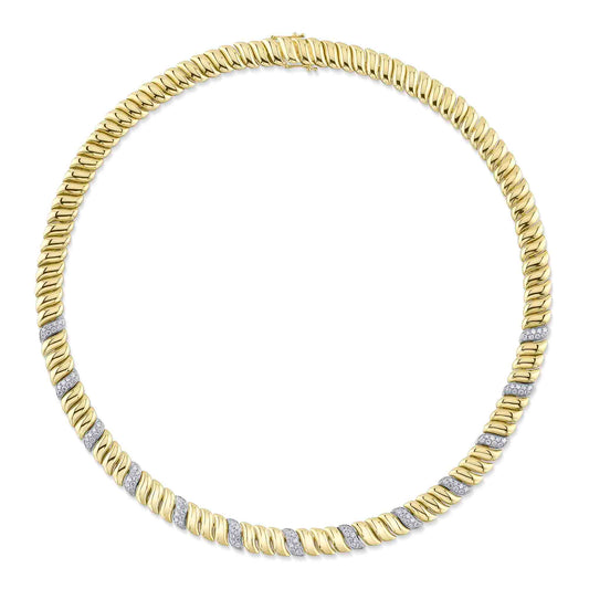 1.77CT 14K Y/G DIAMOND RIBBED NECKLACE