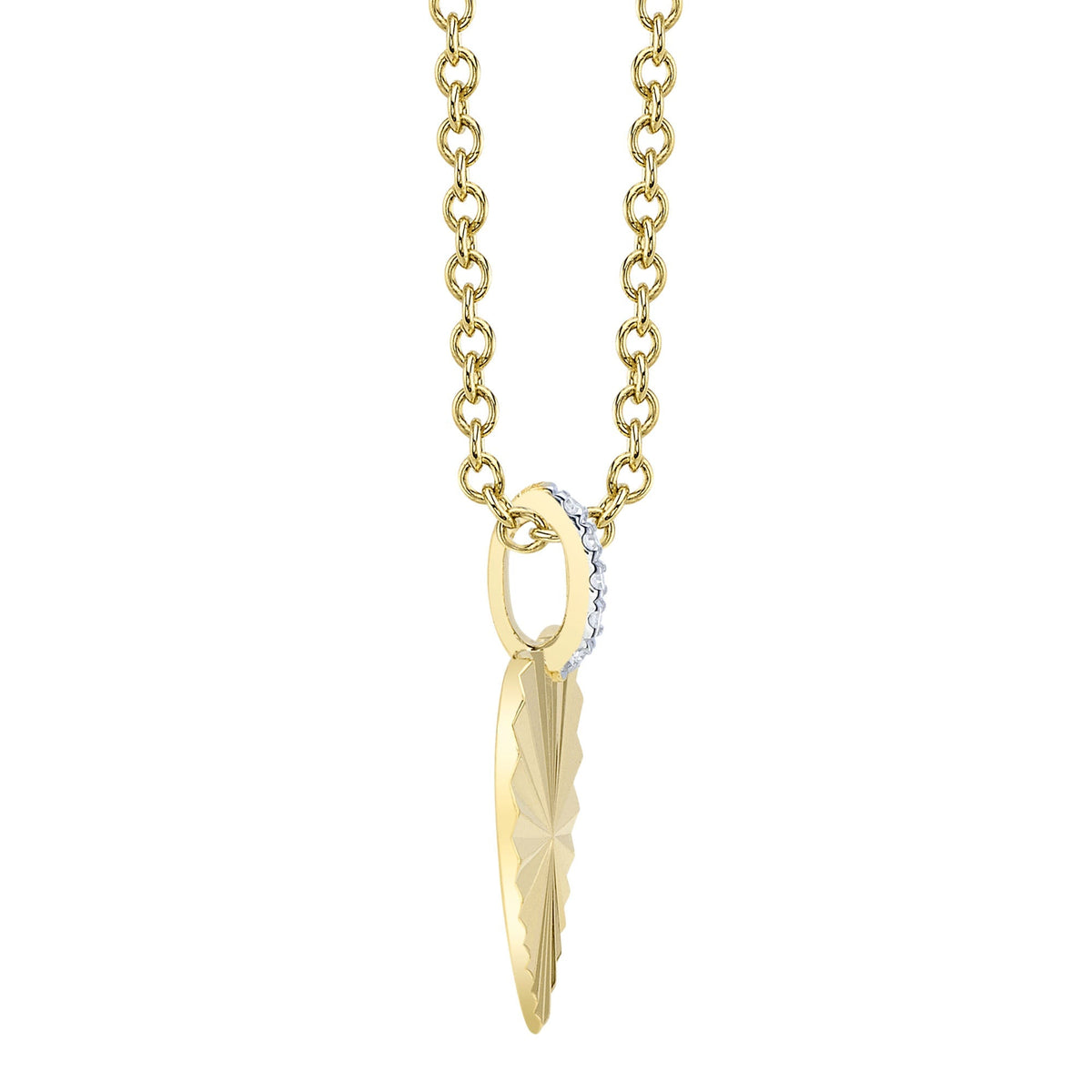 0.01CT 14K Y/G DIAMOND RIBBED HEART NECKLACE