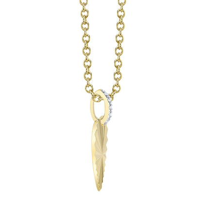 0.01CT 14K Y/G DIAMOND RIBBED HEART NECKLACE
