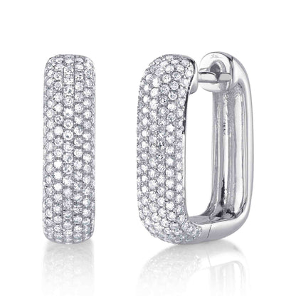 0.59CT 14K W/G DIAMOND PAVE RECTANGLE HOOP EARRING