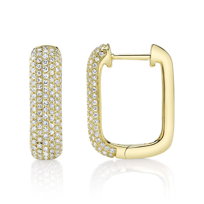 0.59CT 14K Y/G DIAMOND PAVE RECTANGLE HOOP EARRING