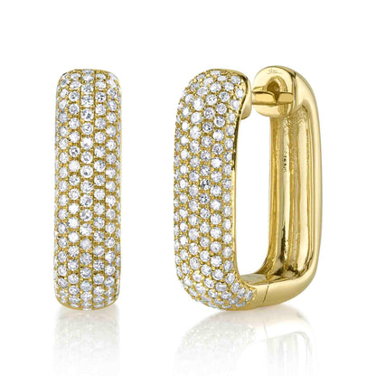 0.59CT 14K Y/G DIAMOND PAVE RECTANGLE HOOP EARRING