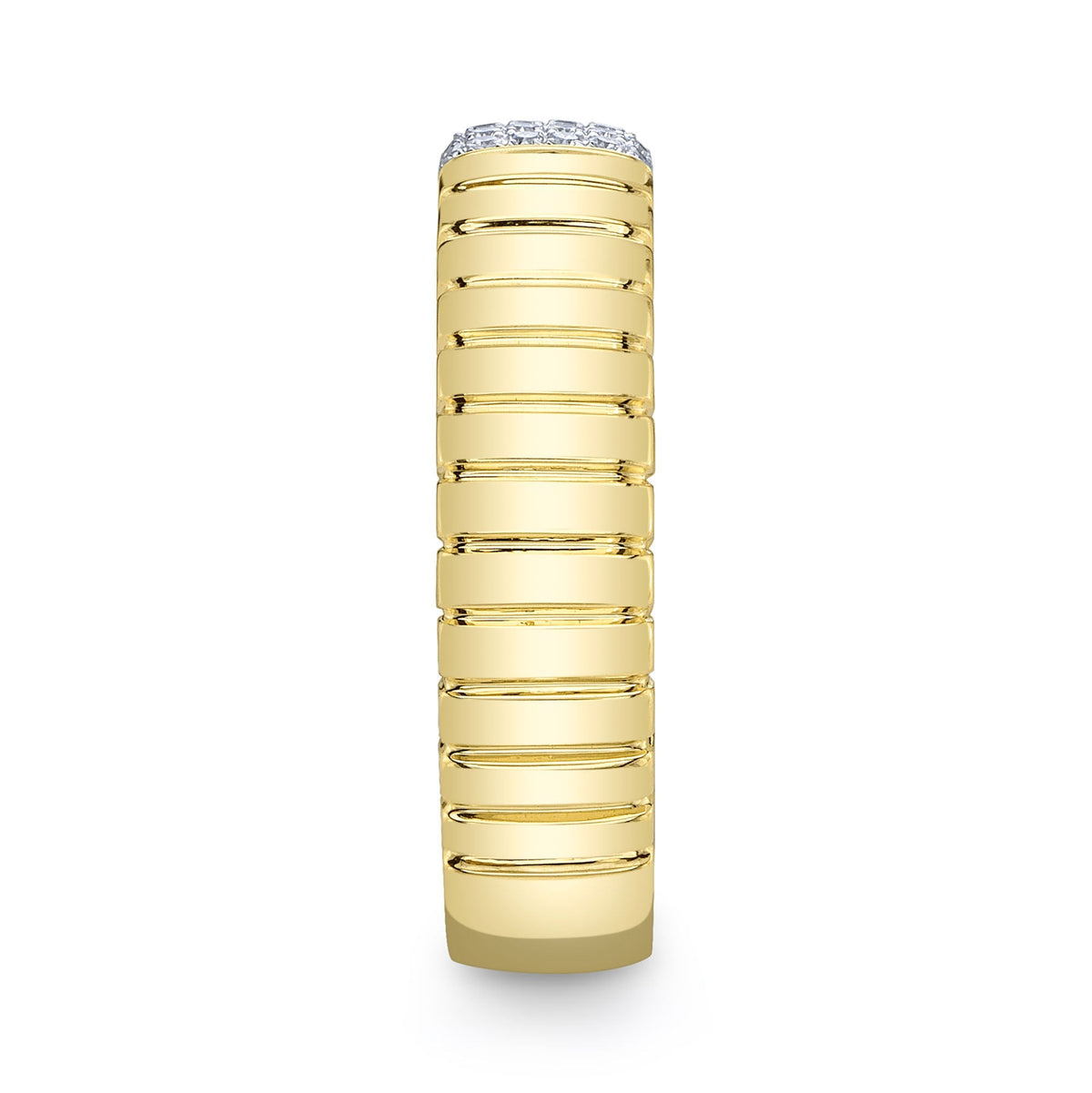 0.08CT 14K Y/G DIAMOND RIBBED BAND