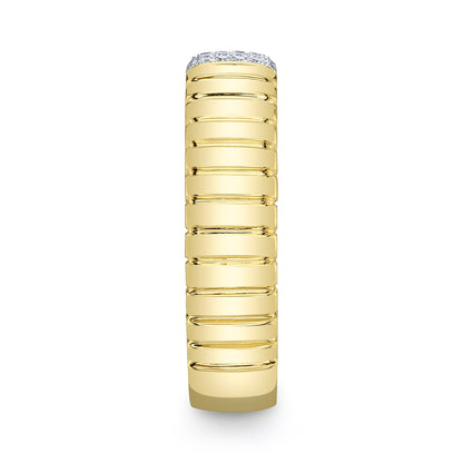 0.08CT 14K Y/G DIAMOND RIBBED BAND
