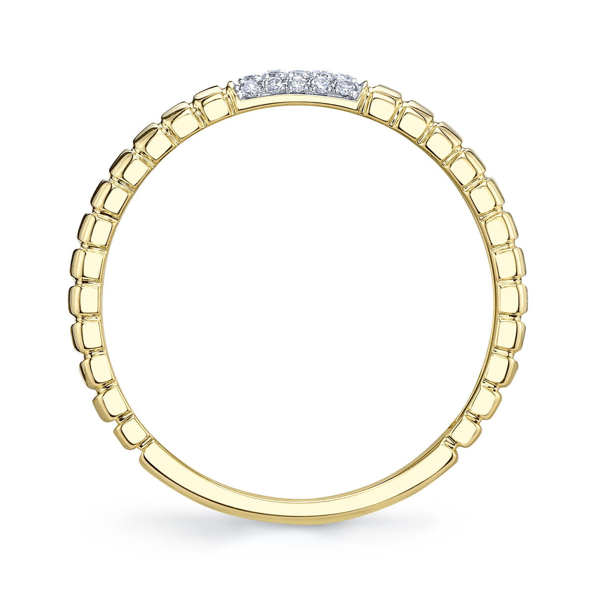 0.08CT 14K Y/G DIAMOND RIBBED BAND