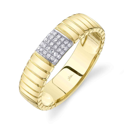 0.08CT 14K Y/G DIAMOND RIBBED BAND