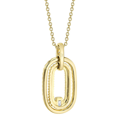 0.46CT 14K Y/G DIAMOND EMERALD RIBBED NECKLACE