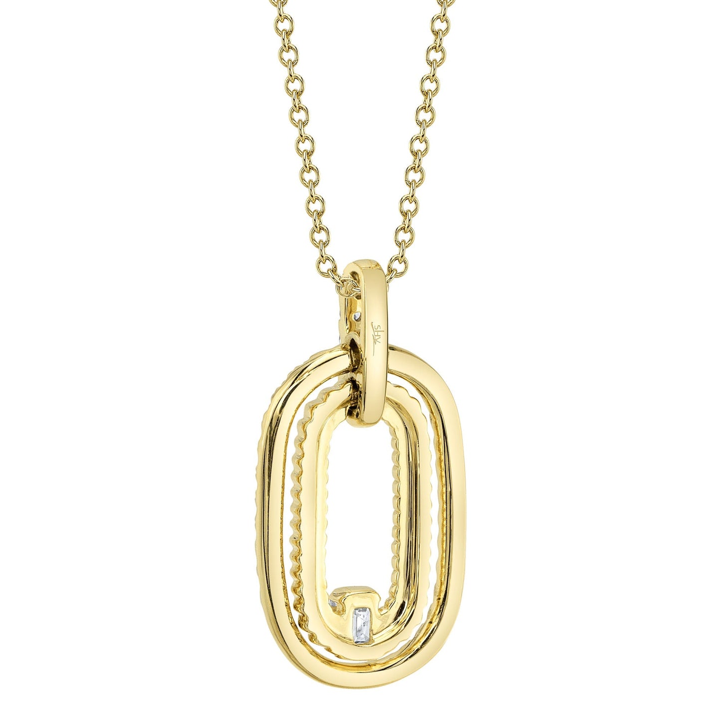 0.46CT 14K Y/G DIAMOND EMERALD RIBBED NECKLACE