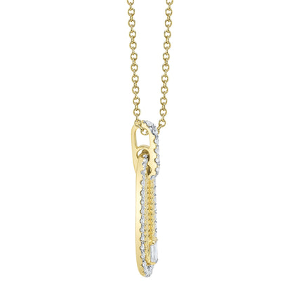 0.46CT 14K Y/G DIAMOND EMERALD RIBBED NECKLACE