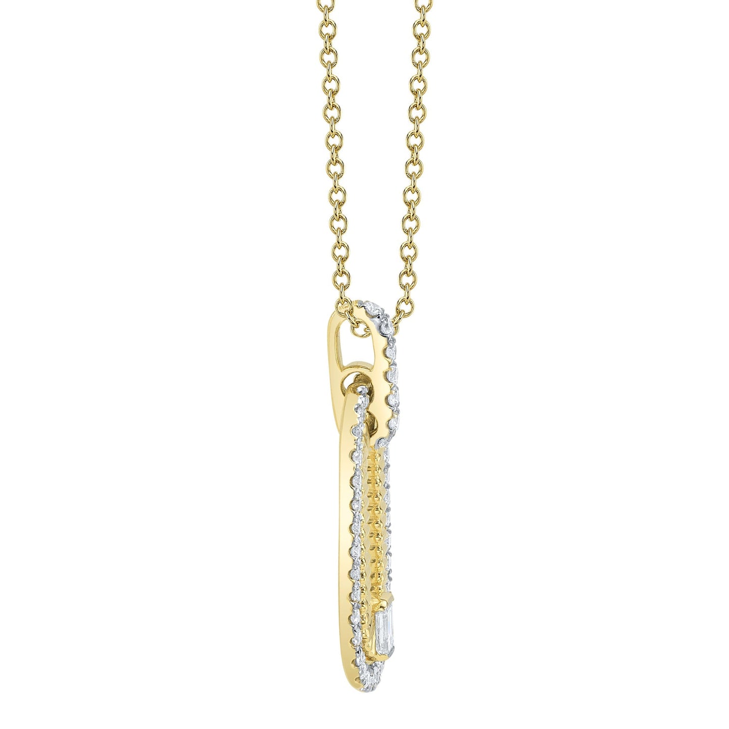 0.46CT 14K Y/G DIAMOND EMERALD RIBBED NECKLACE