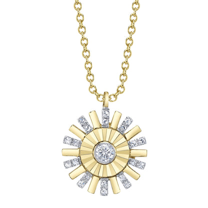 0.11CT 14K Y/G DIAMOND BEZEL RIBBED NECKLACE