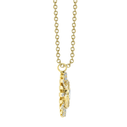 0.11CT 14K Y/G DIAMOND BEZEL RIBBED NECKLACE
