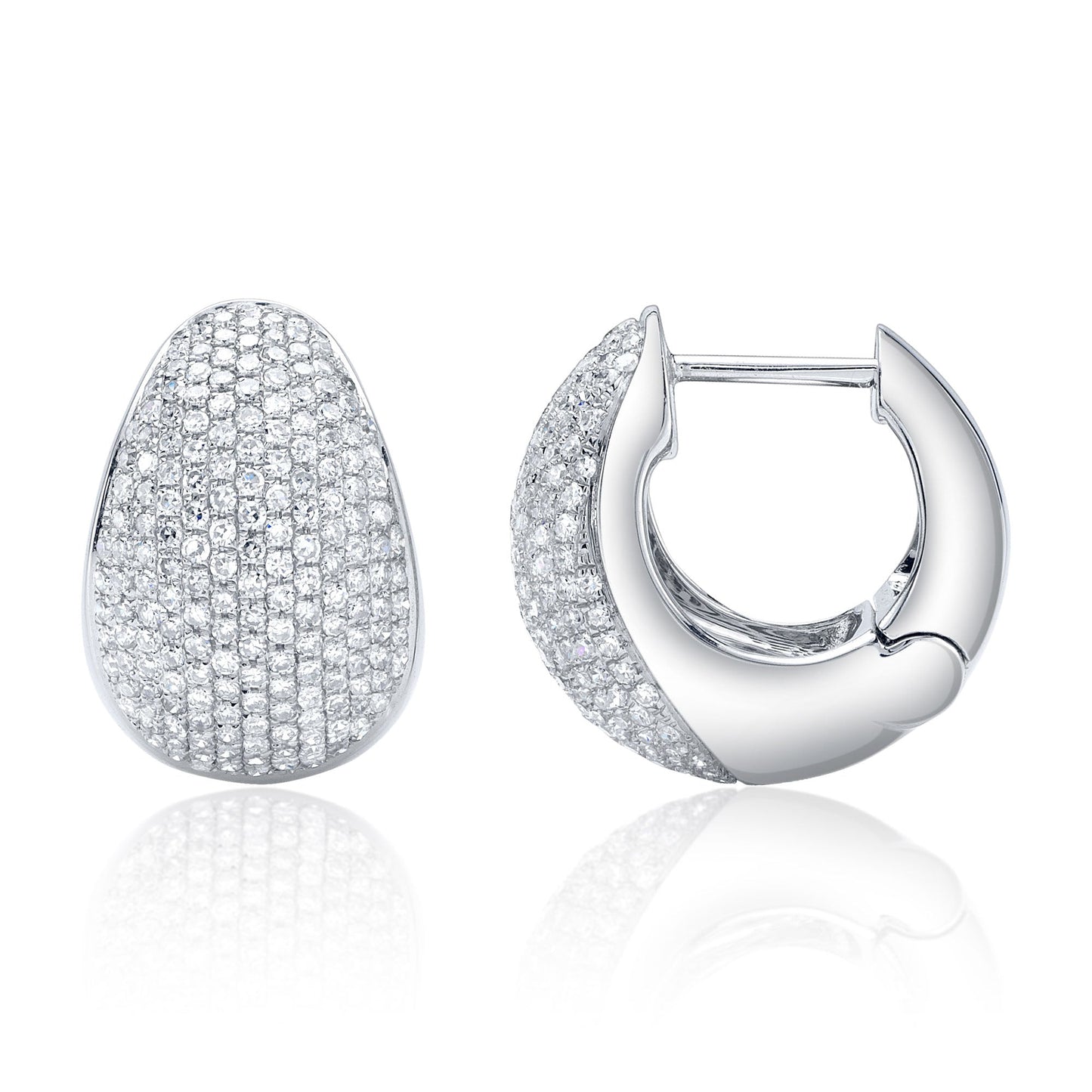 0.95CT 14K W/G DIAMOND PAVE HUGGIE EARRING