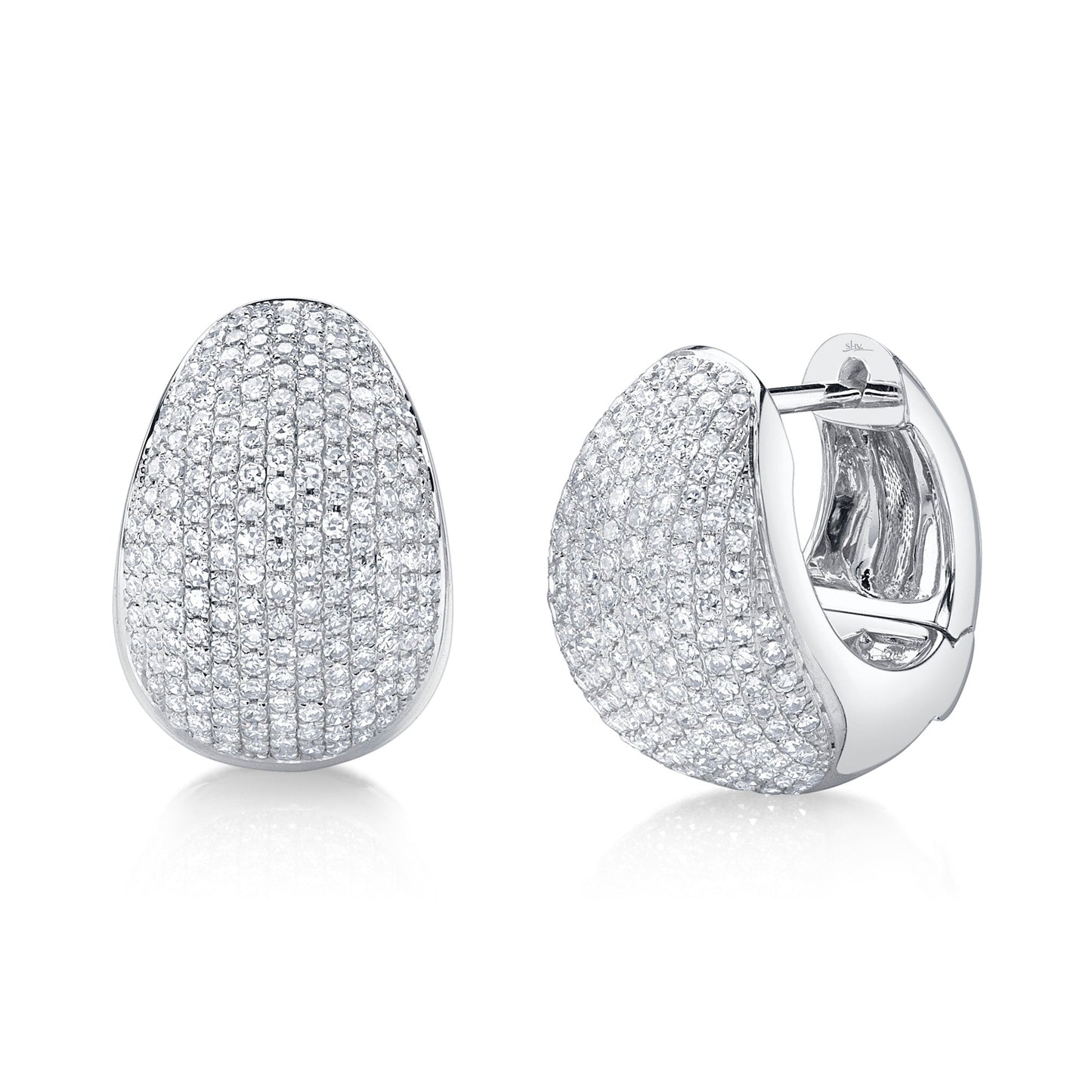0.95CT 14K W/G DIAMOND PAVE HUGGIE EARRING