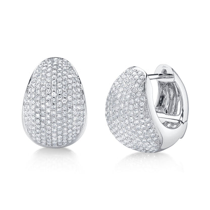 0.95CT 14K W/G DIAMOND PAVE HUGGIE EARRING
