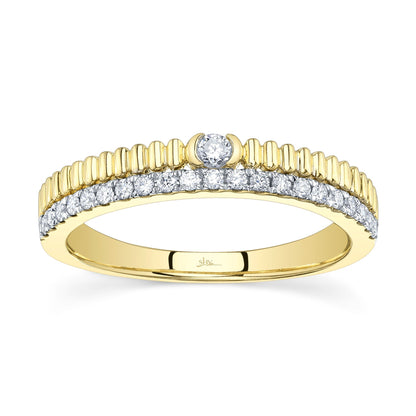 0.23CT 14K Y/G DIAMOND RIBBED RING
