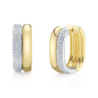 0.33CT 14K2T Y/W DIAMOND OVAL HOOP EARRING