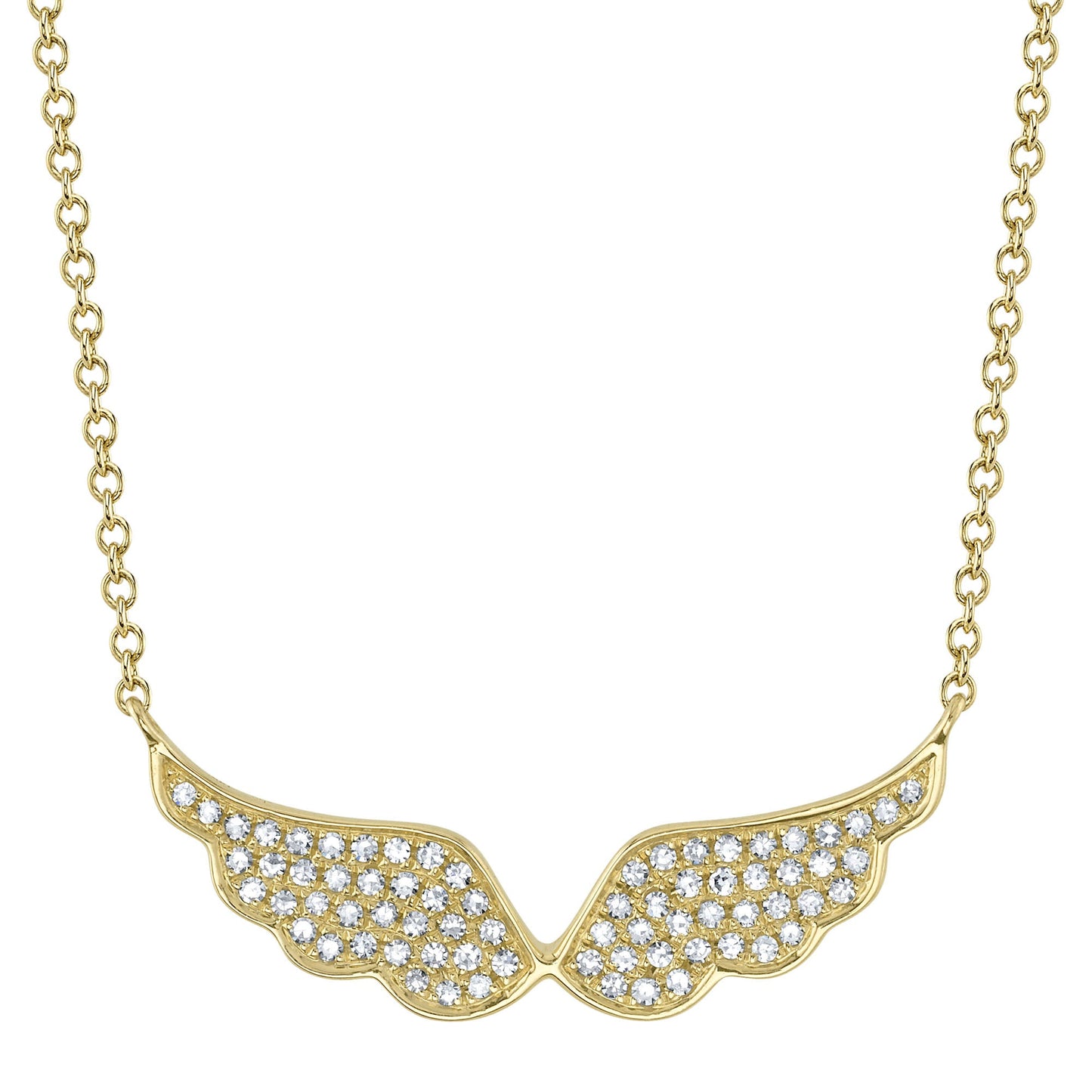 0.18CT 14K Y/G DIAMOND ANGEL WINGS NECKLACE