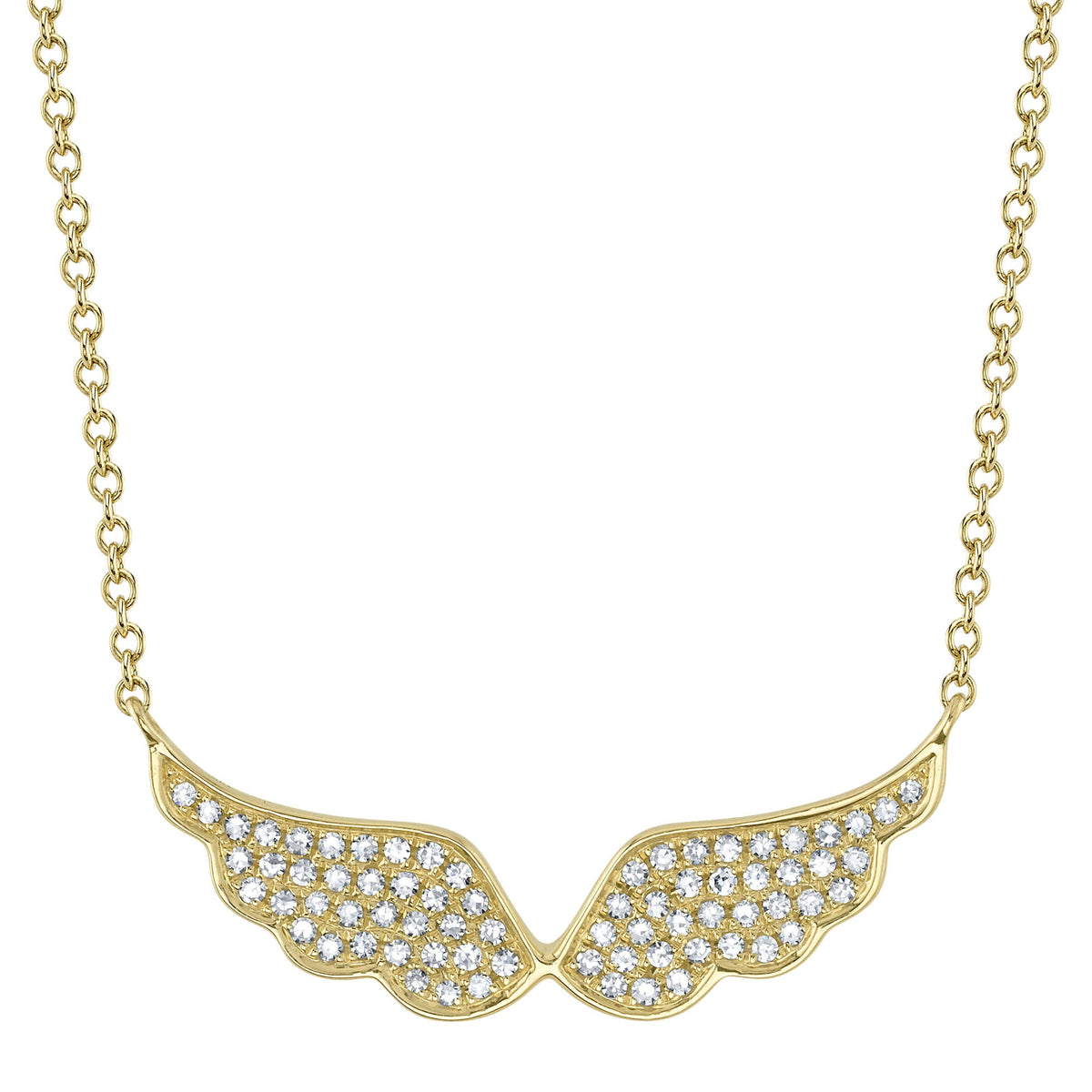 0.18CT 14K Y/G DIAMOND ANGEL WINGS NECKLACE