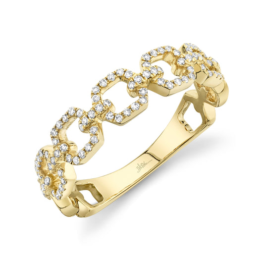 14K Yellow Gold Diamond Link Ring