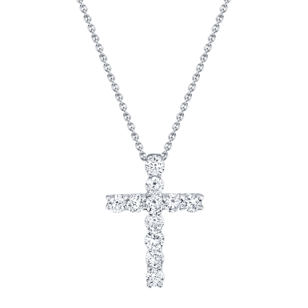 0.32CT 14K W/G DIAMOND CROSS NECKLACE
