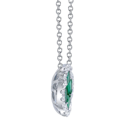 0.16CT DIAMOND & 0.65CT EMERALD 14K W/G CLOVER NECKLACE