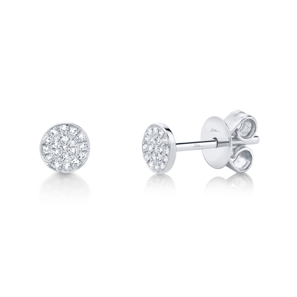 0.07CT 14K W/G DIAMOND PAVE CIRCLE STUD EARRING