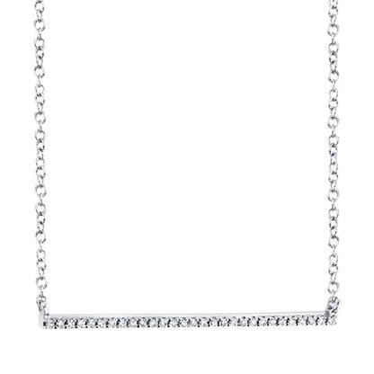 0.08CT 14K W/G DIAMOND BAR NECKLACE