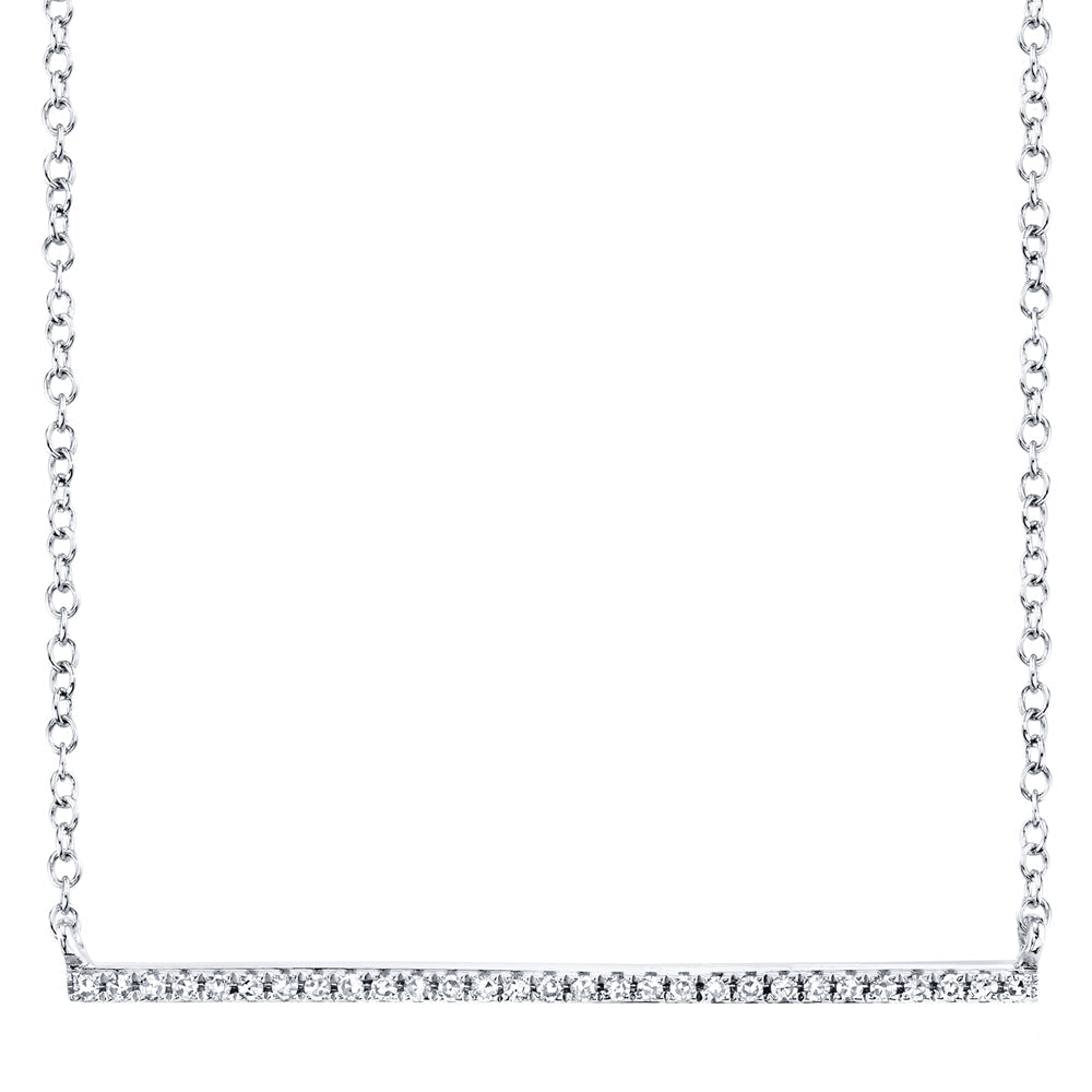 0.08CT 14K W/G DIAMOND BAR NECKLACE