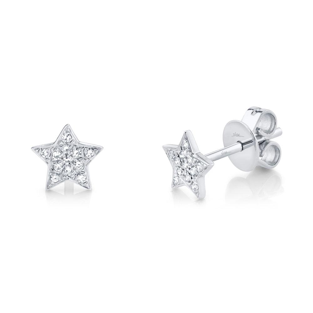 0.07CT 14K W/G DIAMOND STAR STUD EARRING