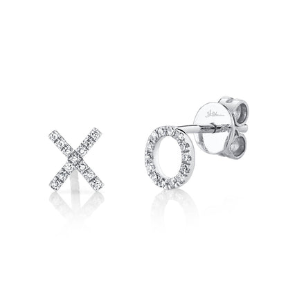 0.09CT 14K W/G DIAMOND "XO" STUD EARRING