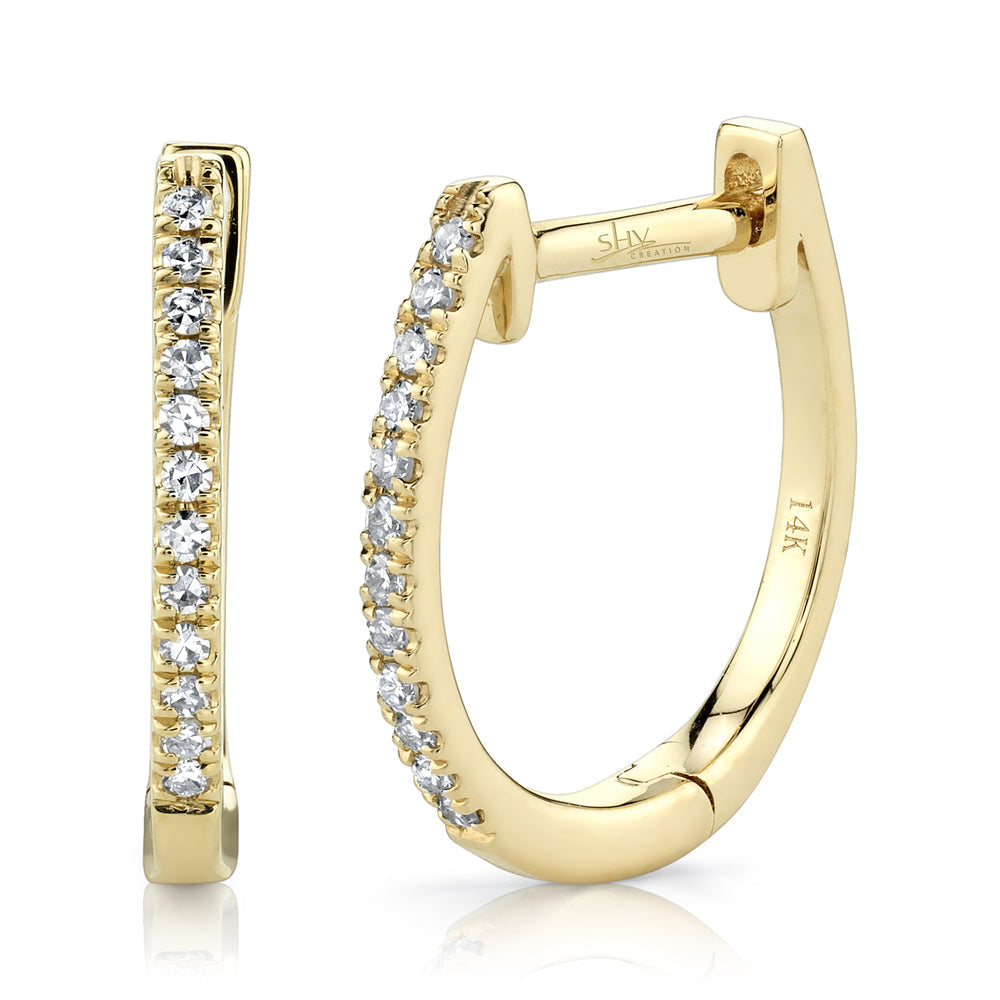 0.08CT 14K Y/G DIAMOND HUGGIE EARRING