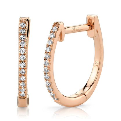 0.08CT 14K R/G DIAMOND HUGGIE EARRING