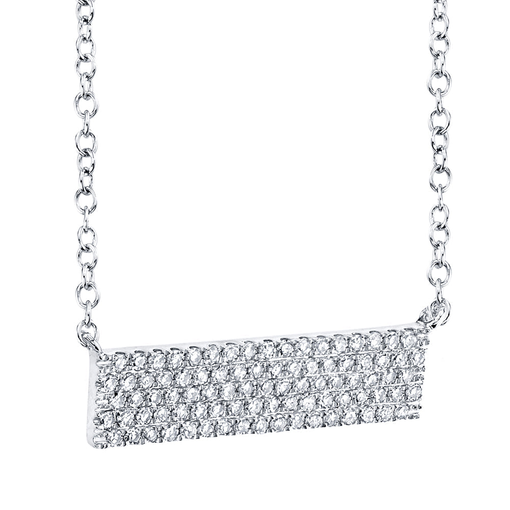 0.25CT 14K W/G DIAMOND PAVE BAR NECKLACE