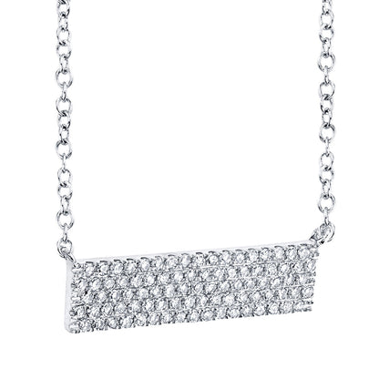 0.25CT 14K W/G DIAMOND PAVE BAR NECKLACE