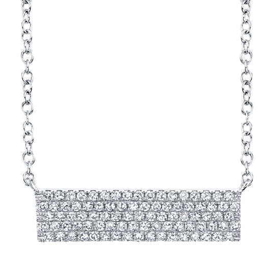 0.25CT 14K W/G DIAMOND PAVE BAR NECKLACE