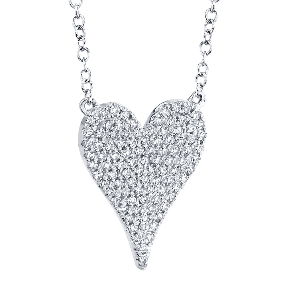 0.21CT 14K W/G DIAMOND PAVE HEART NECKLACE
