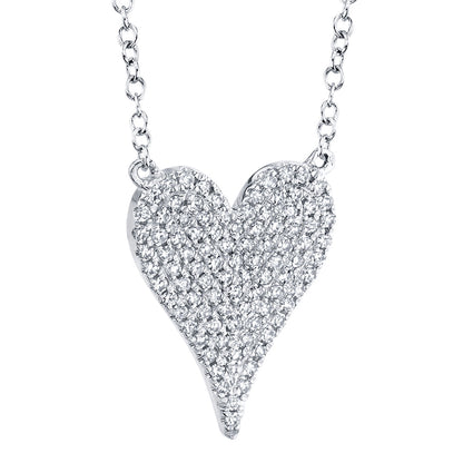 0.21CT 14K W/G DIAMOND PAVE HEART NECKLACE