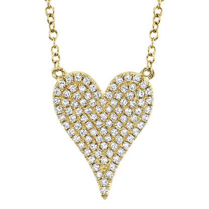 0.21CT 14K Y/G DIAMOND PAVE HEART NECKLACE
