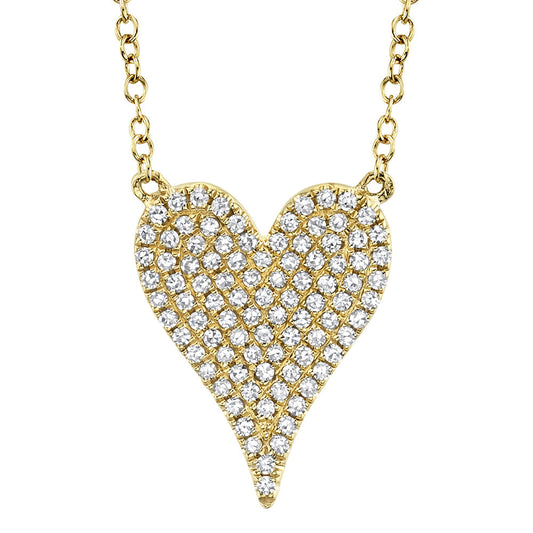 0.21CT 14K Y/G DIAMOND PAVE HEART NECKLACE