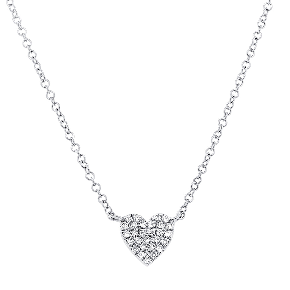 0.09CT 14K W/G DIAMOND PAVE HEART NECKLACE