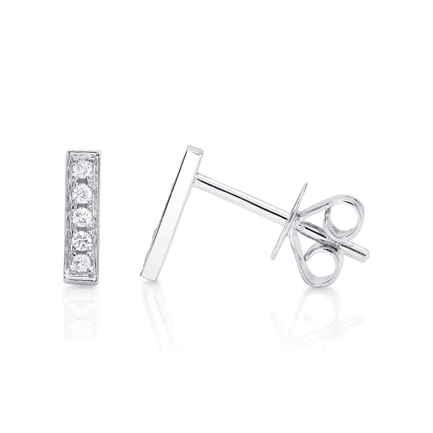 0.08CT 14K W/G DIAMOND BAR STUD EARRING