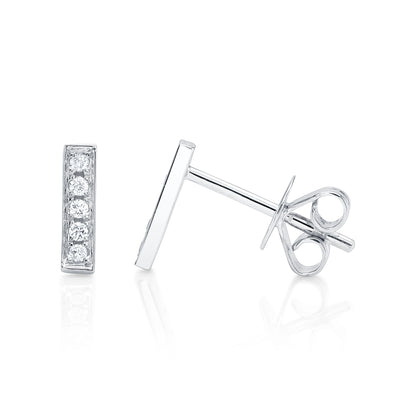 0.08CT 14K W/G DIAMOND BAR STUD EARRING