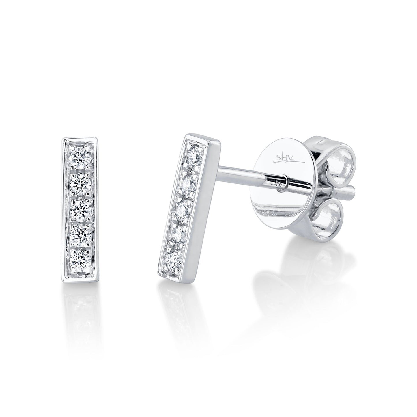 0.08CT 14K W/G DIAMOND BAR STUD EARRING