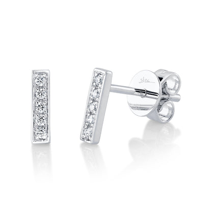 0.08CT 14K W/G DIAMOND BAR STUD EARRING