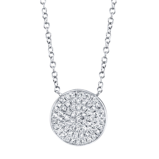 0.15CT 14K W/G DIAMOND PAVE CIRCLE NECKLACE